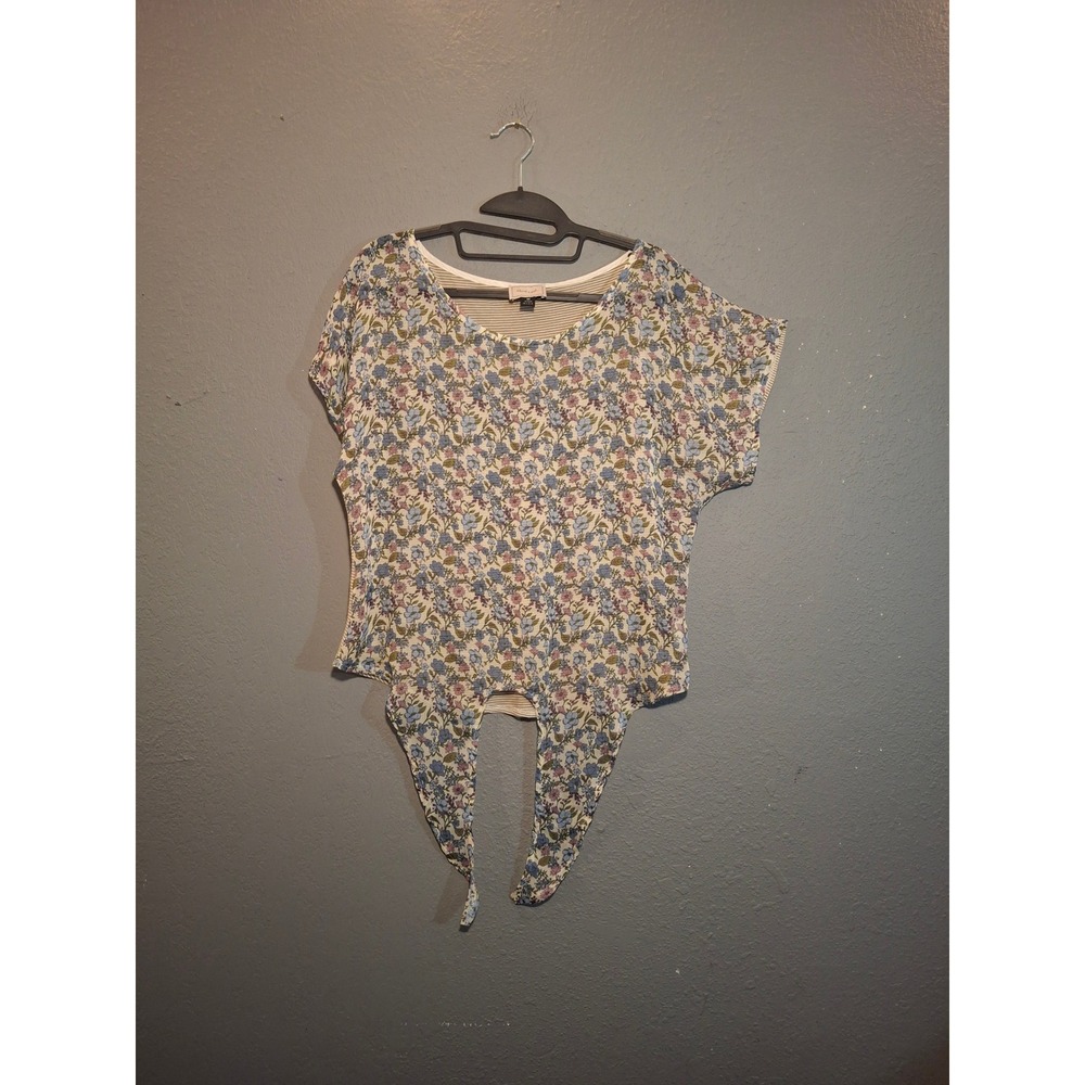 About A Girl Womens Floral Striped Tie Front Mixed Size M